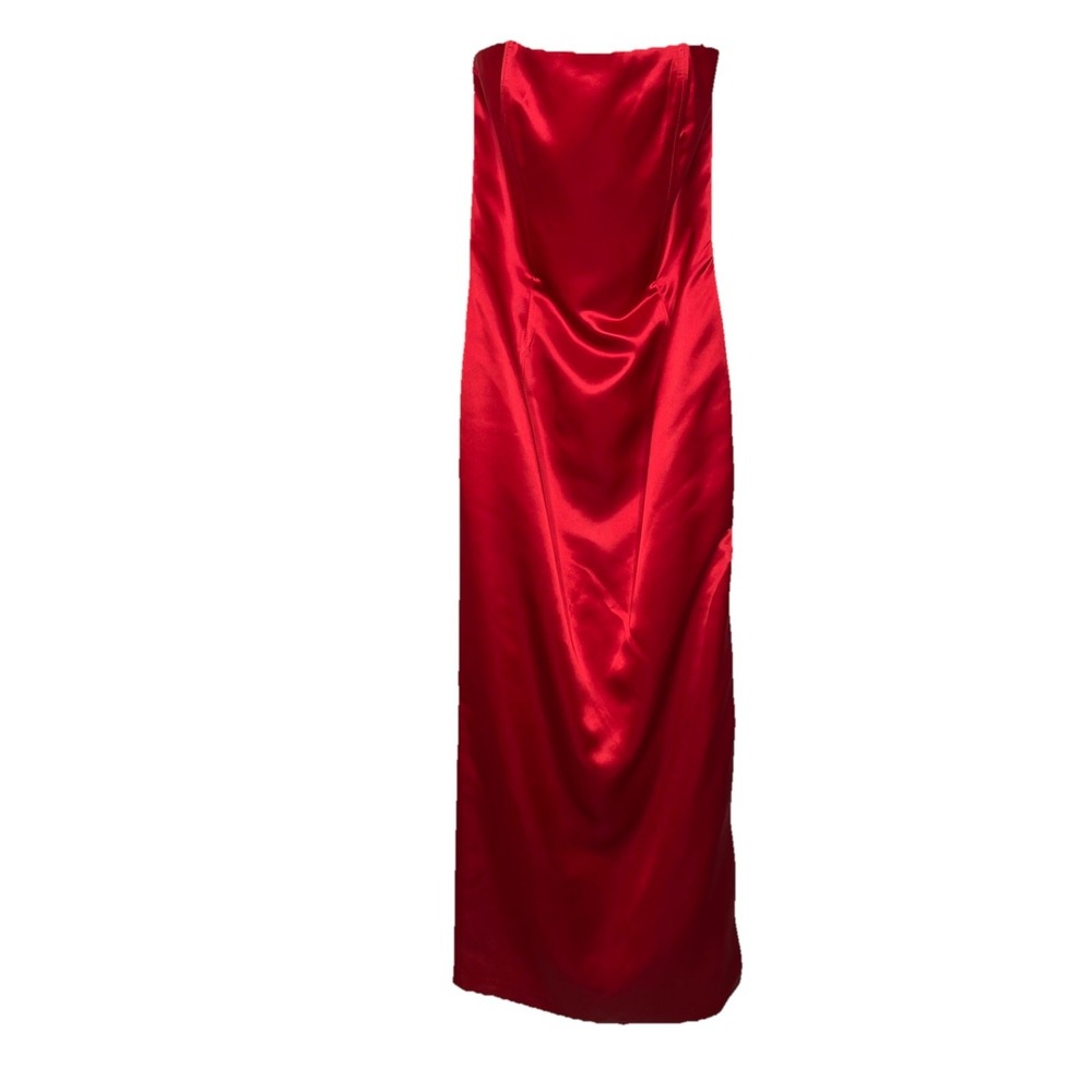 Gunne Sax Red Gown Strapless Dress Vintage Y2K Formal Jessica McClintock 5 Boned